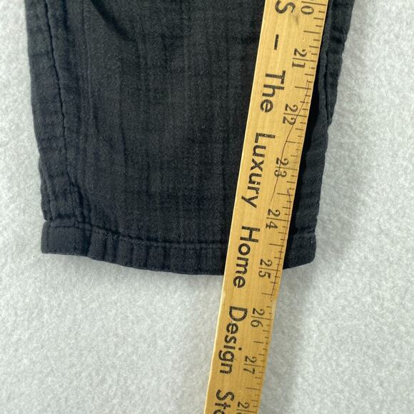 EILEEN FISHER Pants PP Organic Cotton Crinkle Gauze Tapered Ankle Pull On Black - Picture 12 of 14